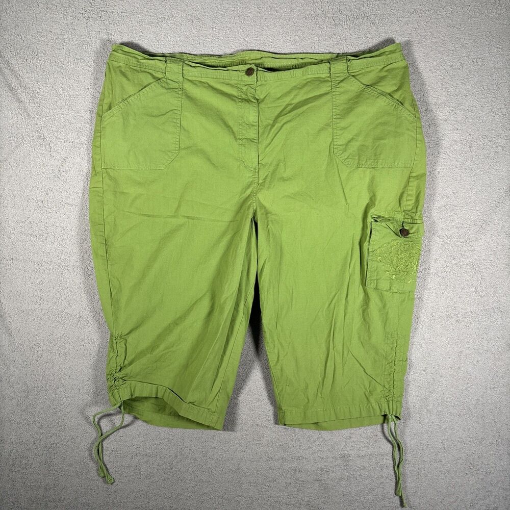 Liz And Me Women's Plus Size 30W Capri Cargo Pants‎ Rip Stop Tie Ankle Stretch